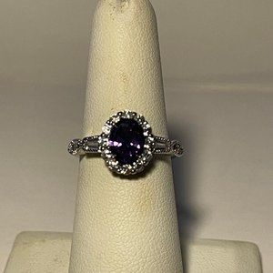 Amethyst and CZ Fashion Ring SZ 6.5